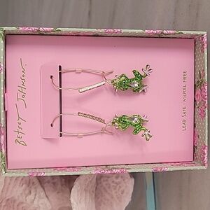 Betsey Johnson Green and Pink Frog Earrings